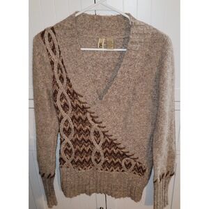 BKE‎ Knit Sweater Wrap Style V Neck Textured Pattern Size L y2k vintage
